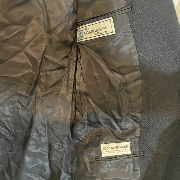 Hickey Freeman Sport Coat Mens 41R 100% Cashmere Blazer Jacket Blue Herringbone - Picture 5 of 10